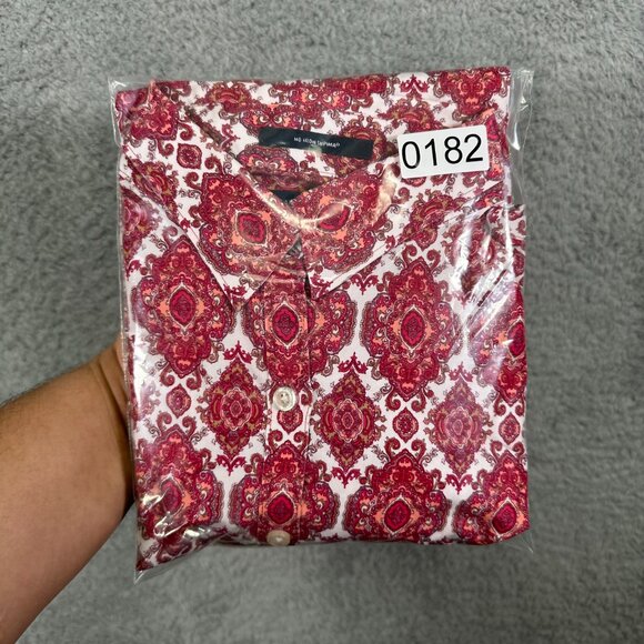 Lands' End No Iron Blouse Burgundy & White Paisley Supima Cotton Size 8 - Picture 11 of 11